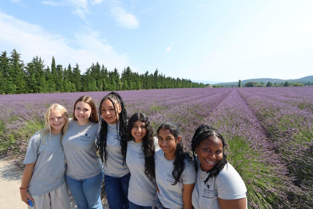 Peabody singers in Provence lavender fields