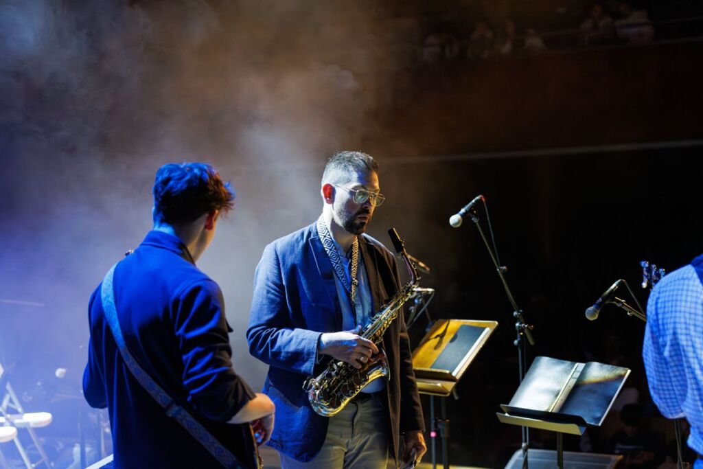 Student ensemble performing in an international venue