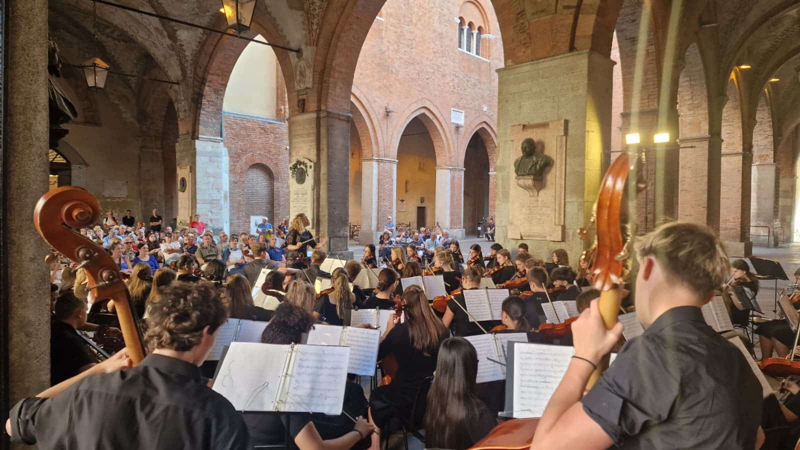Youth orchestra performing during an Encore tour