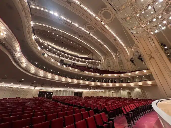 Audience seating and balconies inside Orchestra Hall